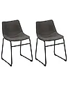 Set of 2 Dining Chairs BATAVIA Fabric Dark Grey