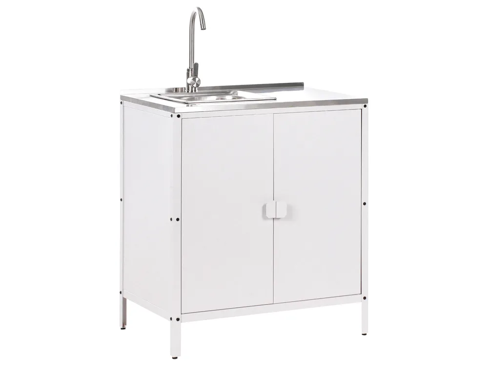 Outdoor Kitchen Cabinet with Sink VILAMA White