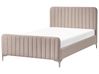 Bett mit Lattenrost Samtstoff LUNAN 120 x 200 cm Taupe