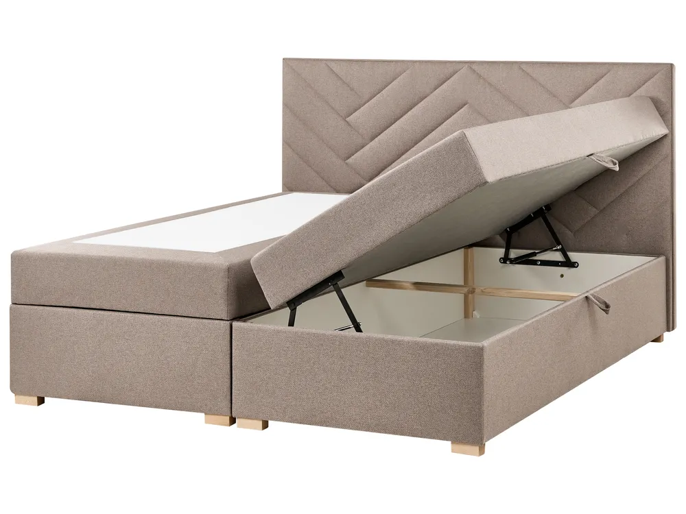 Boxspringbett mit Stauraum ESQUIRE Stoff Taupe 180 x 200 cm