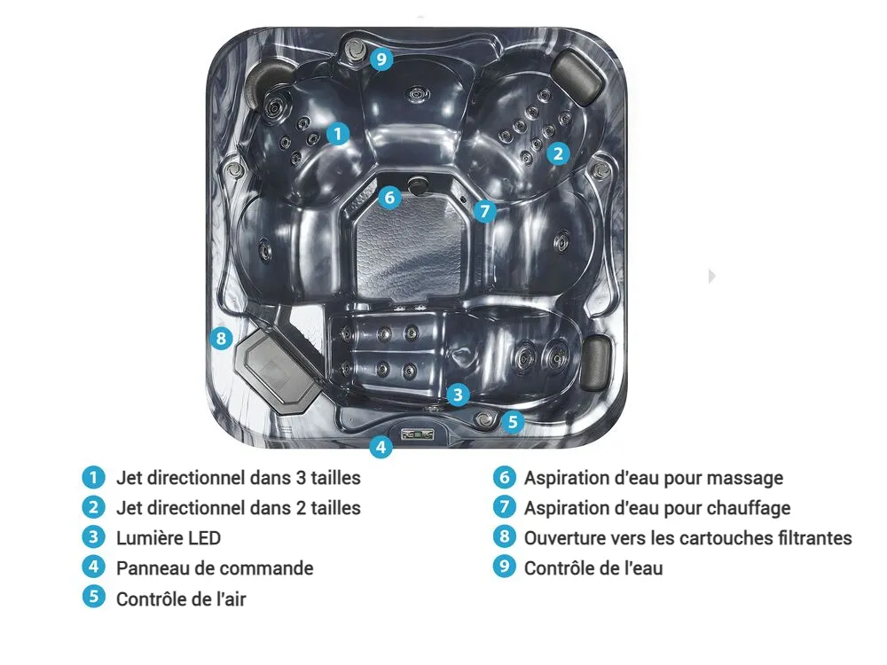 Spa d'extérieur avec LED TULAROSA Gris graphite_820181