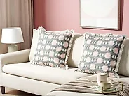 Set of 2 Decorative Cushions DIANTHUS 60 x 60 cm Multicolour Geometric Pattern_1182632