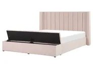 Bett mit Stauraumbank NOYERS Samtstoff Pastellrosa 160 x 200 cm_796495