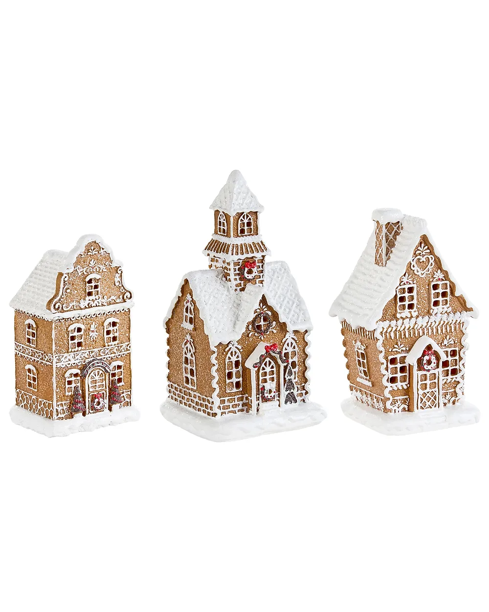 Weihnachtsdekoration 3er Set LED RIMPI 21/25/26 cm Haus Braun_1175132