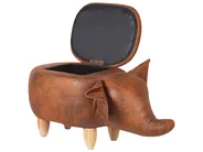 Storage Animal Stool ELEPHANT Elephant Faux Leather Dark Brown_934715