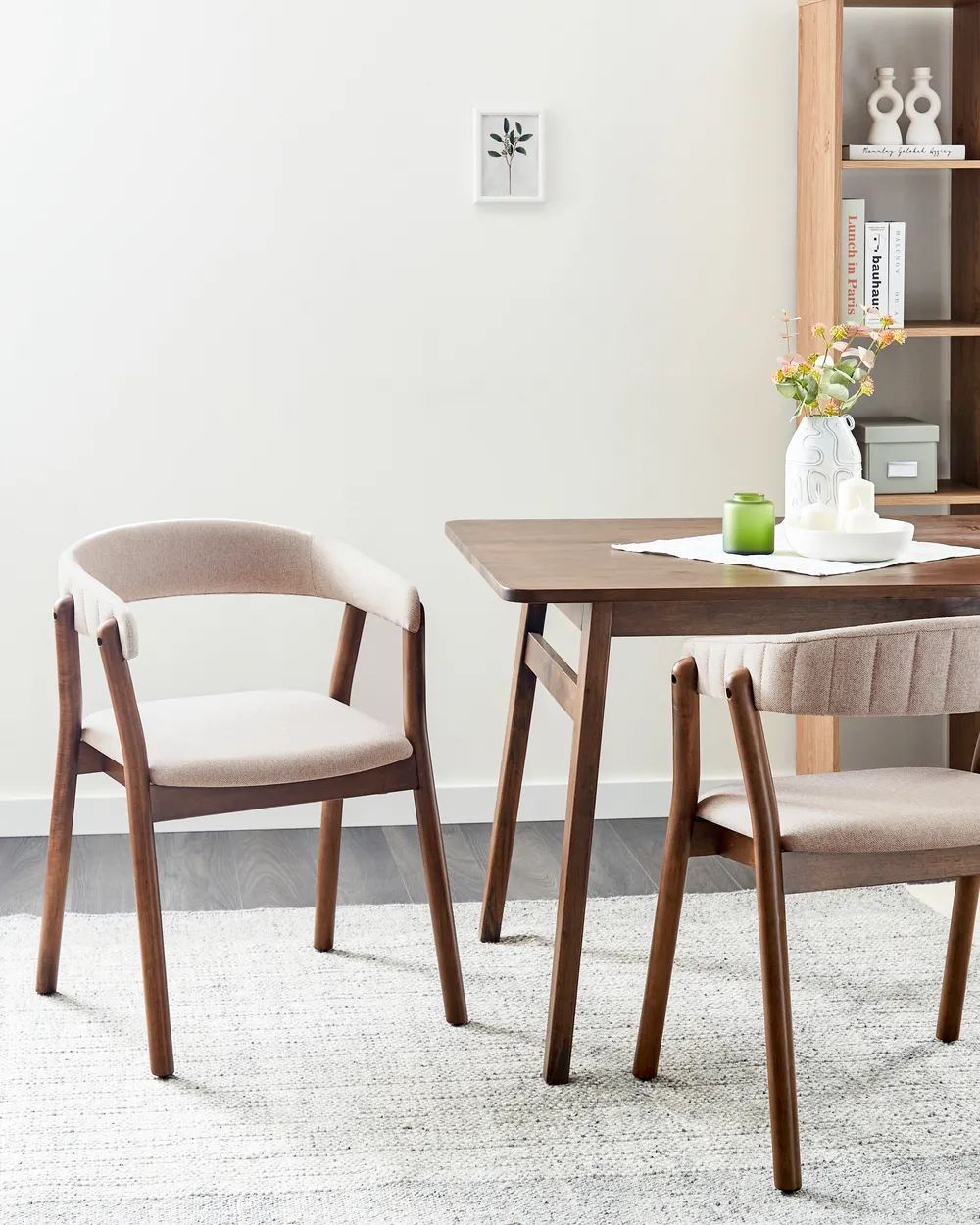 Esszimmerstuhl 2er Set MYLO Stoff Dunkelbraun / Beige