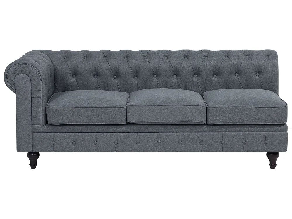 Corner Sofa 6 Seater CHESTERFIELD Fabric Grey Left Hand_706658