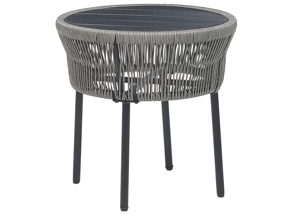 Bistro Set with Cushions GARGANO PE Rattan Grey_856488