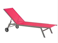 Sonnenliege LEVANZO mit Relaxfunktion Metall Rot_825477