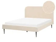 Bed Boucle FLAYAT 140 x 200 cm (EU Double) Light Beige_882697
