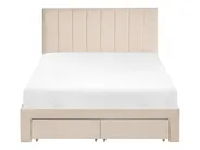 Bed with Storage Drawers LONZAC Velvet Beige 120 x 200 cm (EU Small Double)_1014606