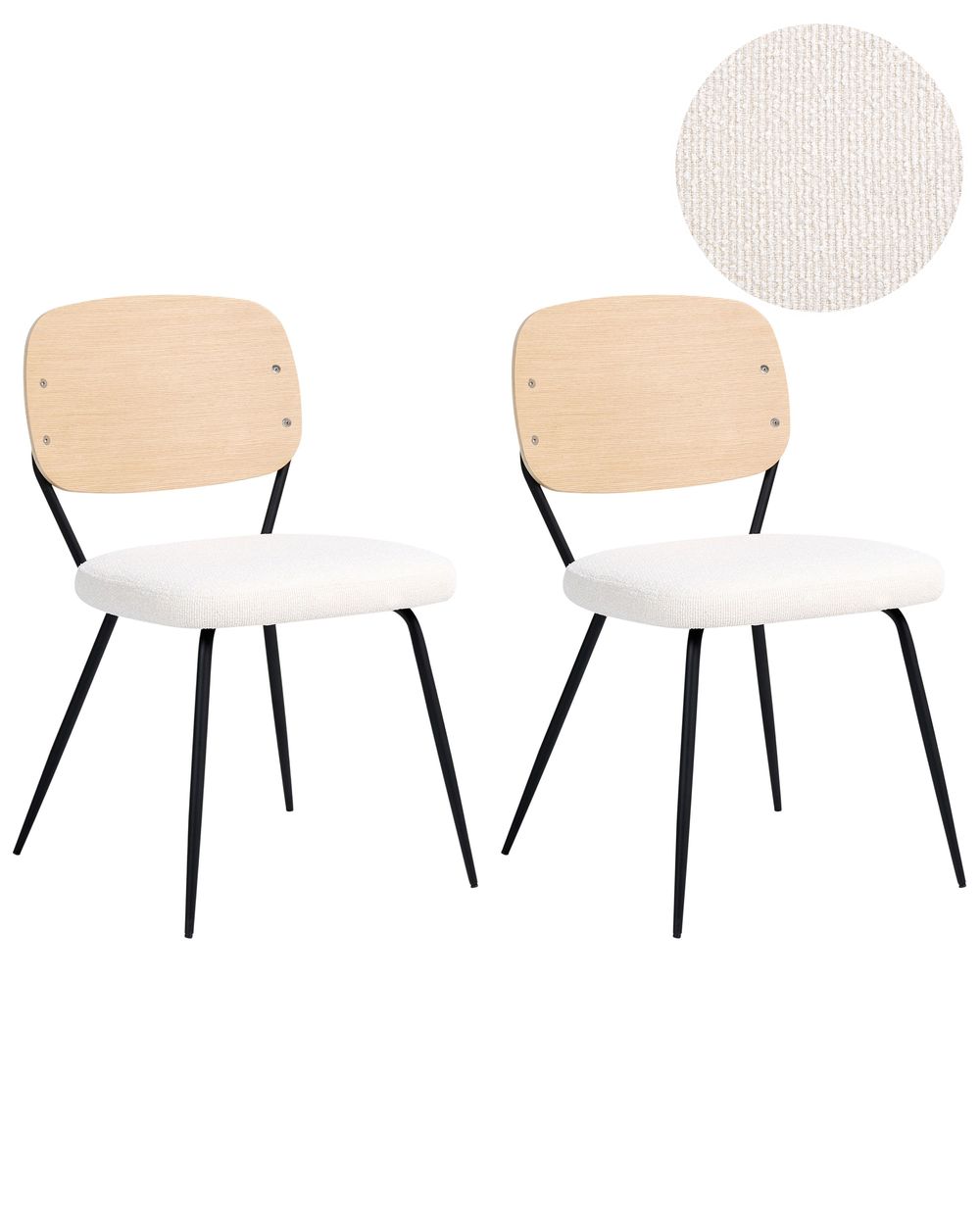 Set van 2 eetkamerstoelen EILEEN Bouclé Gebroken wit
