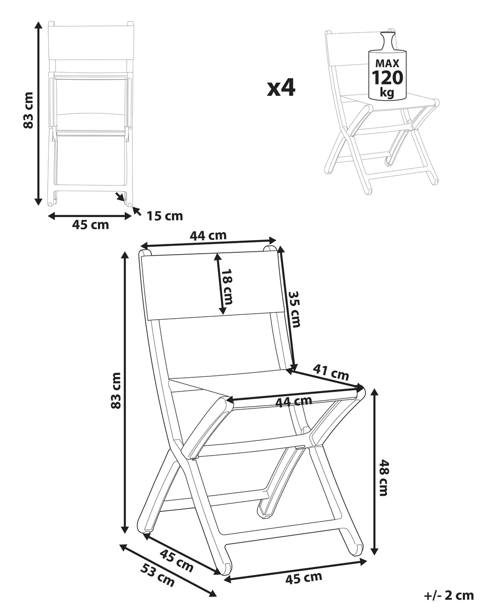 Set of 4 Garden Chairs TALCA Folding Coral_988820