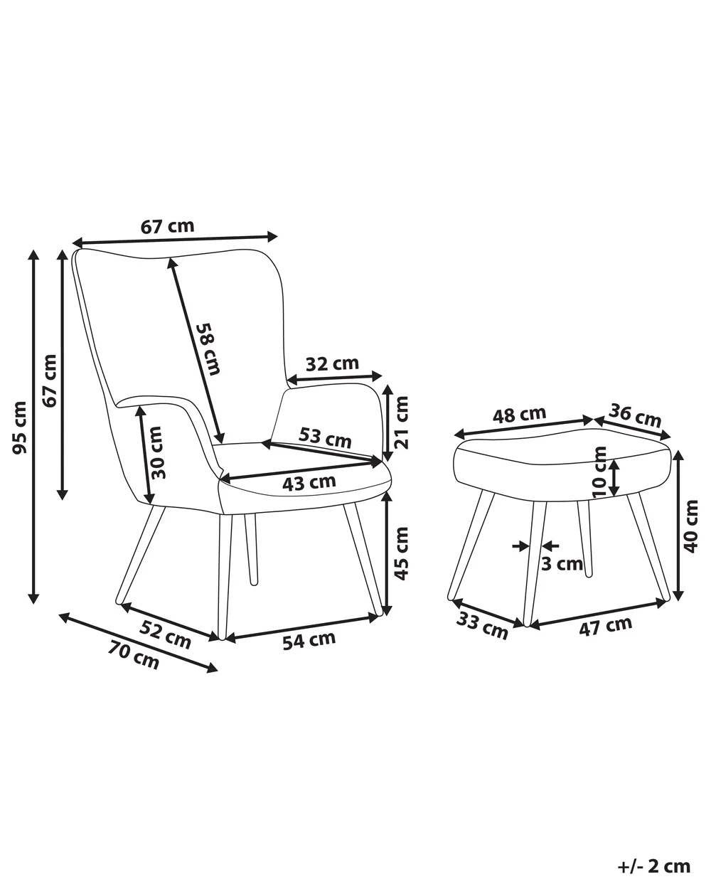 Wingback Chair VEJLE with Footstool Boucle Off-White_901573