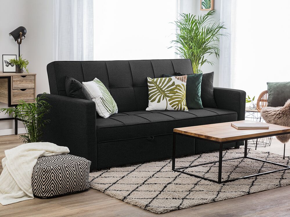 Kutijasta sofa 3-znamenkasti GLOMMA Tkanina Crni