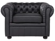 Living Room Set 4 Seater CHESTERFIELD Leather Black_769420