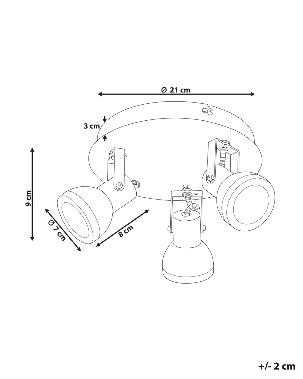 Strahler 3-flammig BARO verstellbar Metall Weiß_828957