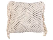 Set of 2 Decorative Cushions BESHAM 45 x 45 cm Cotton Light Beige Geometric Pattern_904589