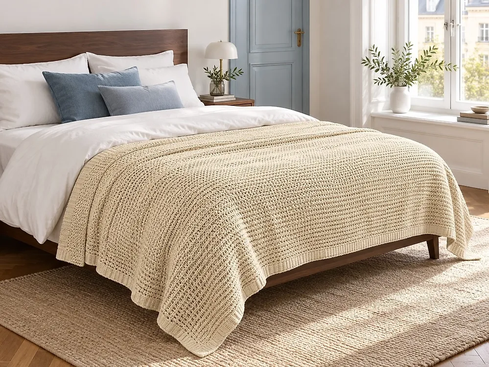 Tagesdecke ILEN Baumwolle 150 x 200 cm Beige