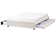 Bett mit Schubladen ohne Kopfteil PRADES Stoff Hellbeige 140 x 200 cm_996123