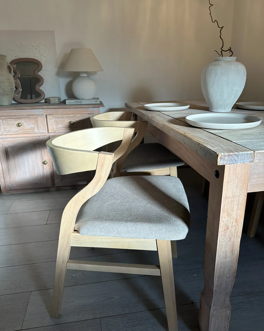 Esszimmerstuhl 2er Set MAROA Holz Beige