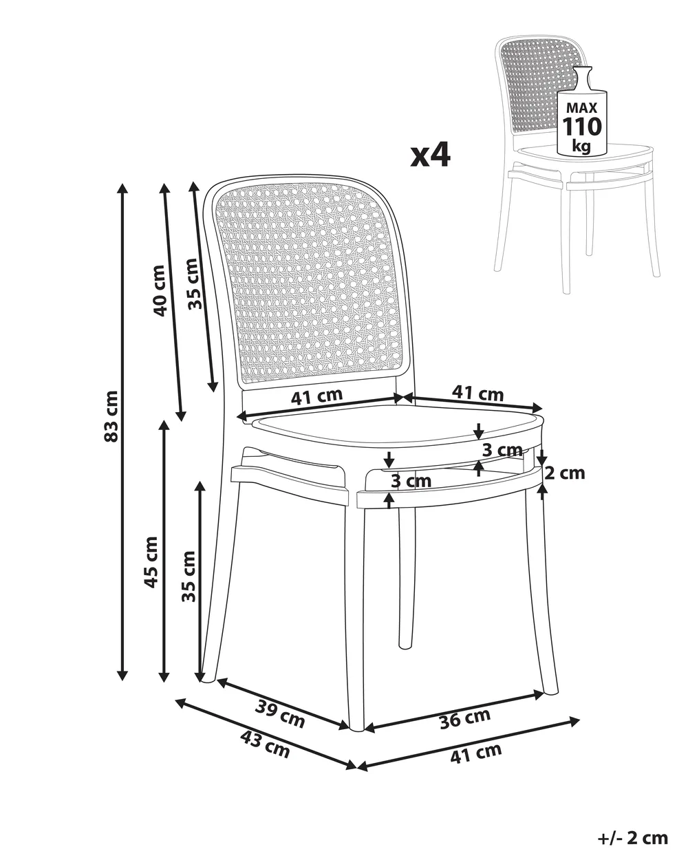 Set of 4 Garden Chairs PLOSE Beige_935471
