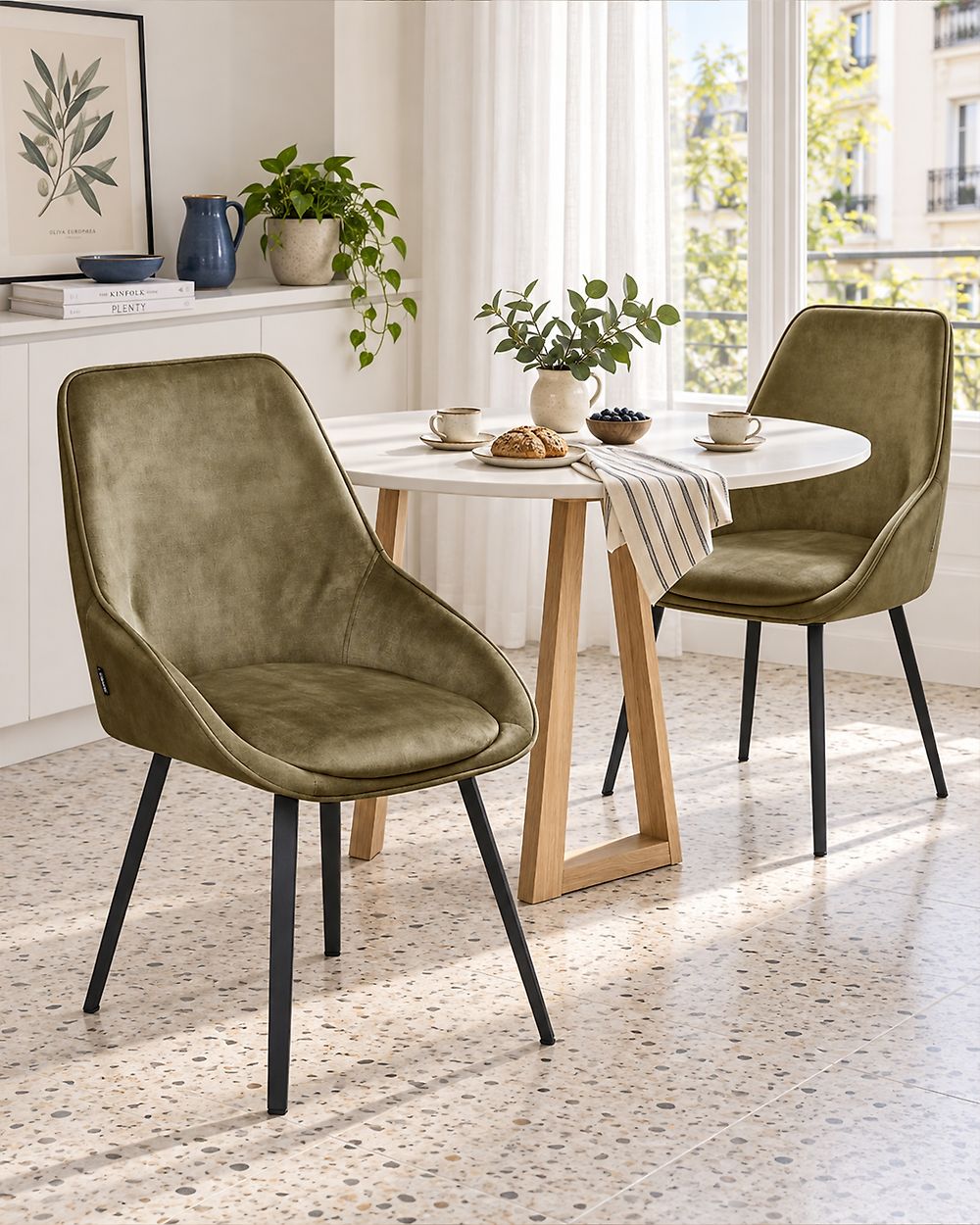Set van 2 eetkamerstoelen draaibaar TERLTON Fluweel Groen