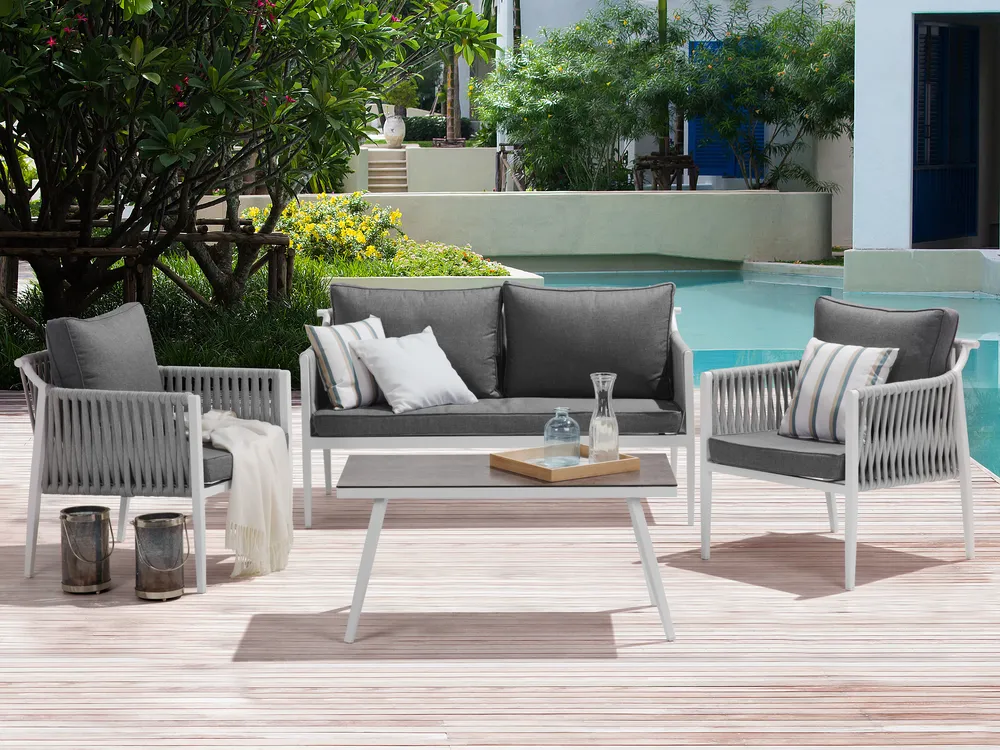 Lounge Set mit Tisch 4-Sitzer LATINA Metall Grau