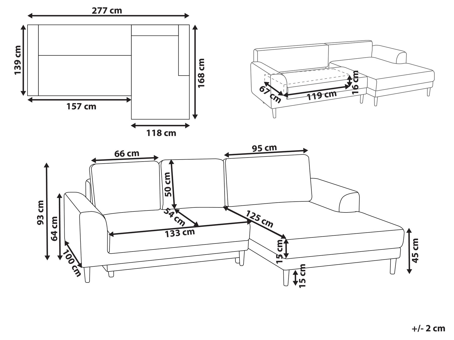 Eckschlafsofa 3-Sitzer NUBORG mit Stauraum Chenillegewebe Taupe linksseitig_1018532