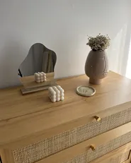 Kommode mit 4 Schubladen PEROTE Rattan Hellbraun_903050