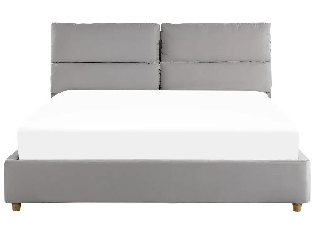 Bett mit Stauraum BATILLY Samtstoff Hellgrau 160 x 200 cm_830169