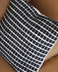 Set of 2 Decorative Cushions YONCALI 45 x 45 cm Cotton Black Checked_1051789