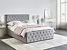 Bett mit Stauraum AMIENS Stoff Hellgrau 140 x 200 cm