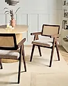 Esszimmerstuhl 2er Set AVA Holz Braun / Taupe