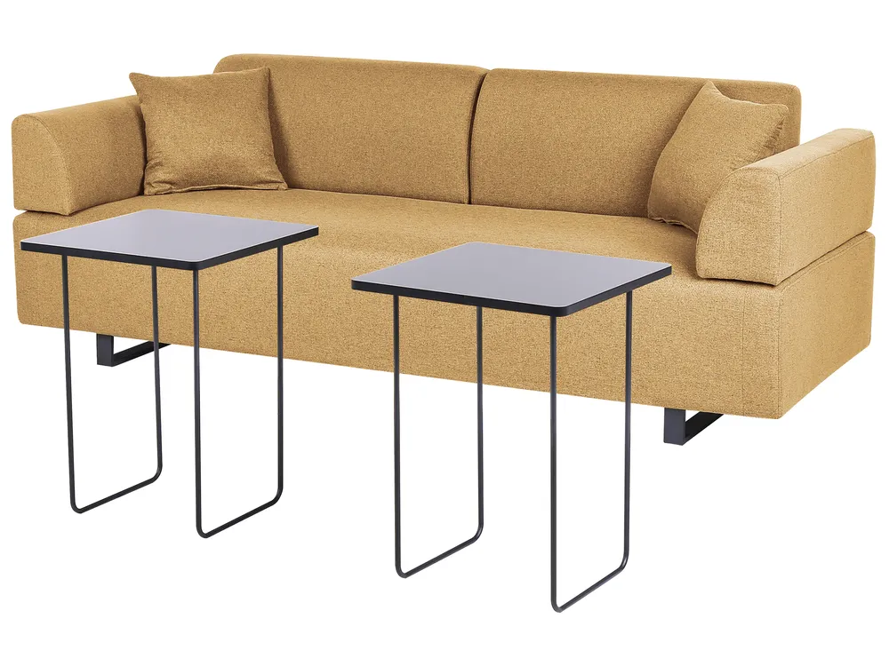 Sofa 3-Sitzer SOKNA mit Tischen Stoff Gelb_952844