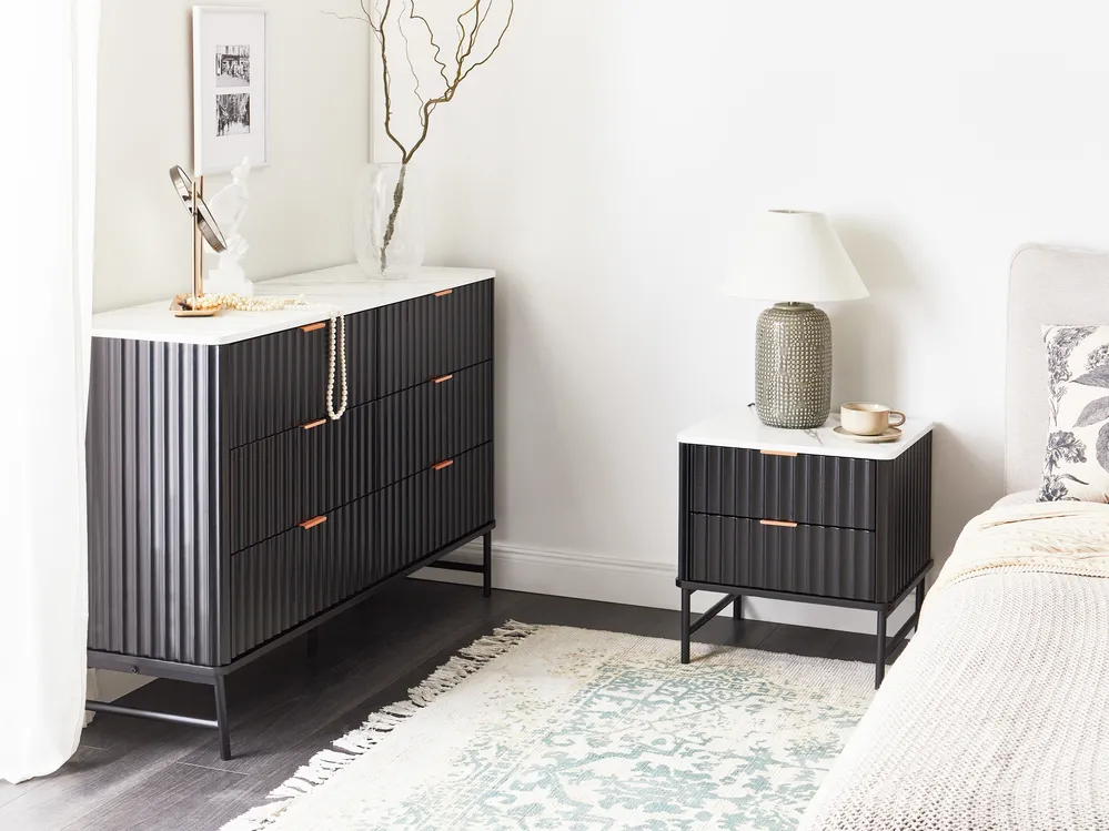 6 Drawer Chest GLASTONBURY Marble/ Black_972684