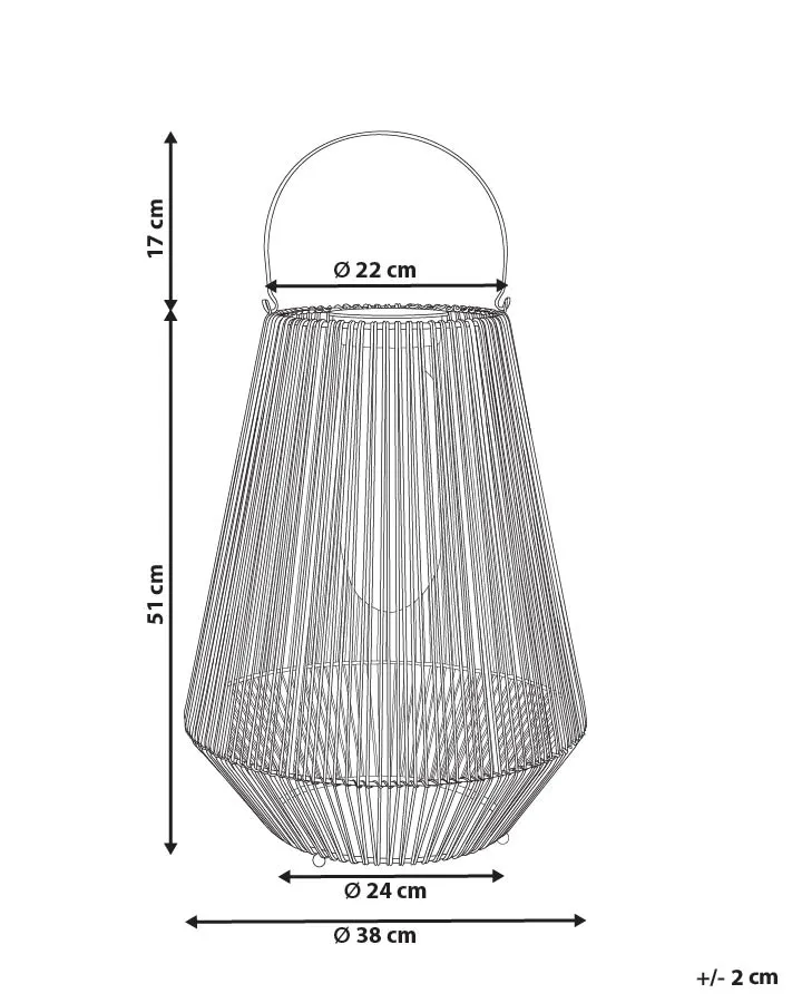 Solarbetriebene Laterne LUSWISHI 68 cm Naturfarben_1045307