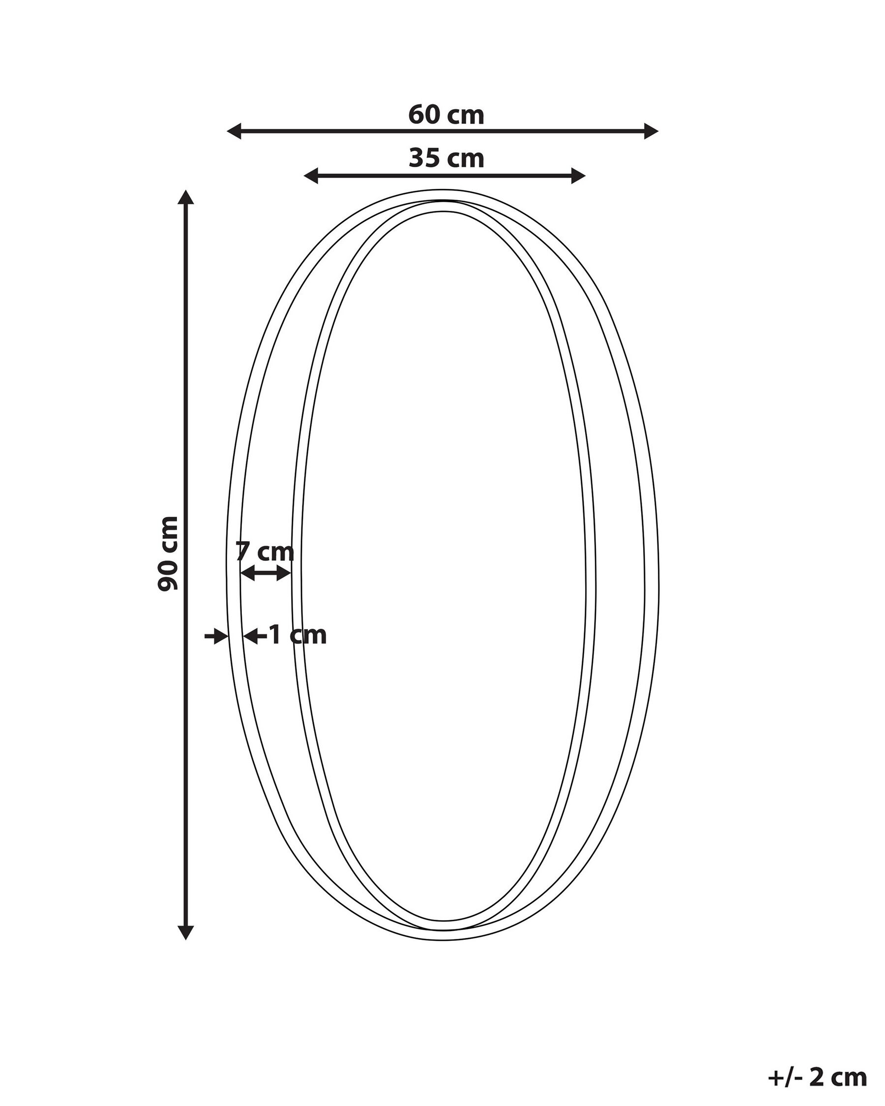 Wall Mirror BESSON 55 cm 90 cm Metal Gold_756277