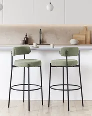 Set of 2 Bar Chairs ALLISON Boucle Light Green_915911