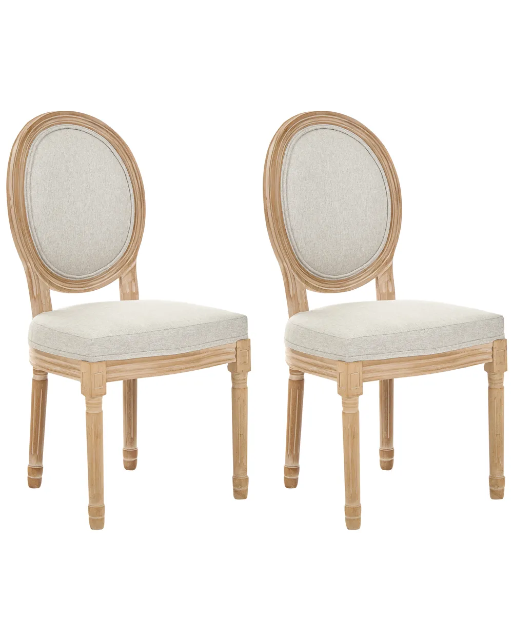 Set of 2 Chairs ALBANZA Fabric Light Brown/ Beige