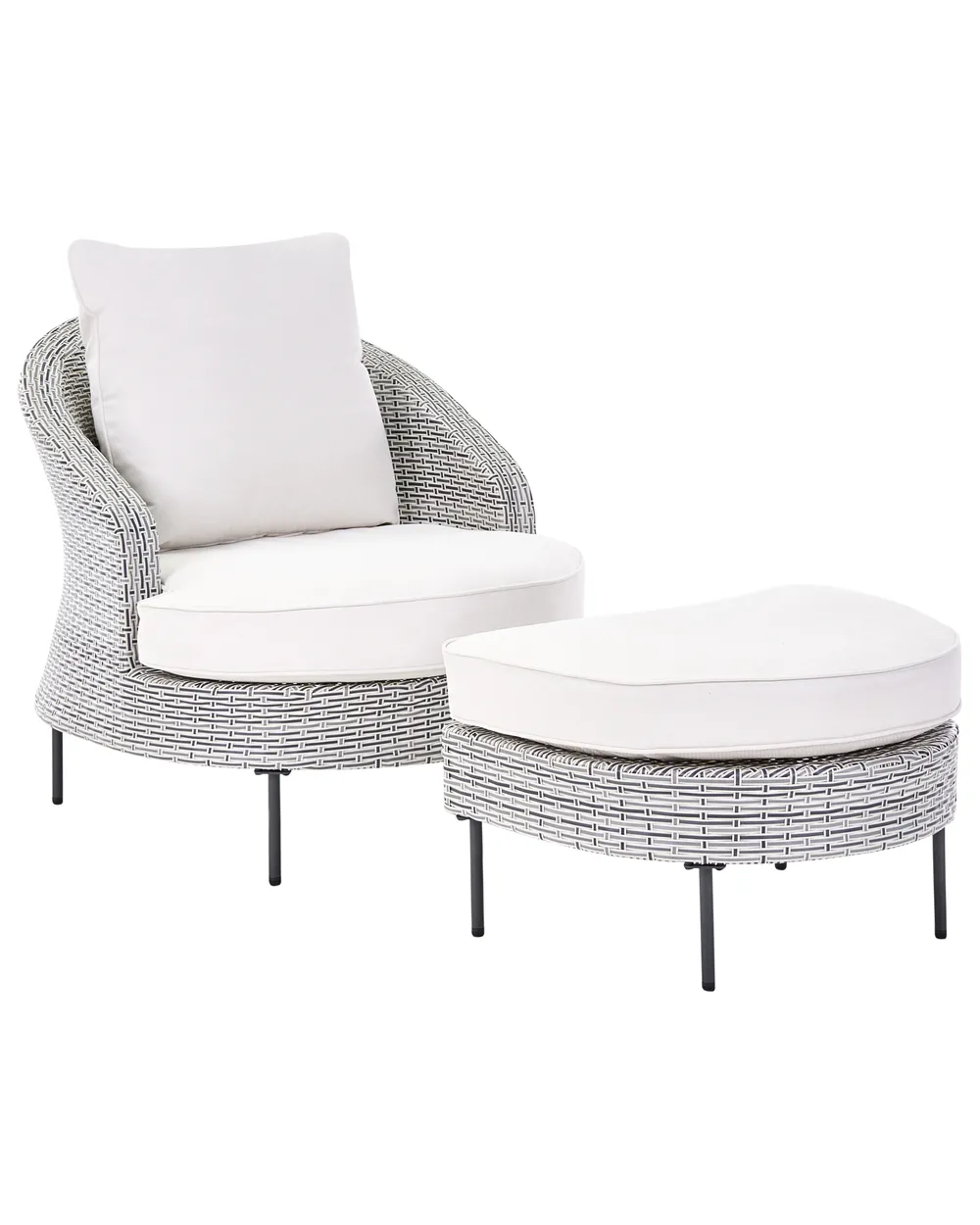 Gartensessel mit Ottomane ARCILLE Polyrattan Grau