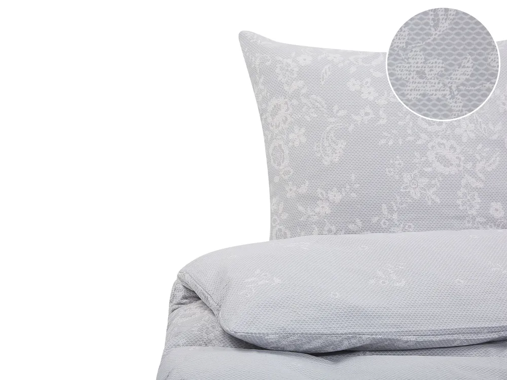 Bettwäsche-Set MORNINGSIDE 135 x 200 cm Baumwollsatin Grau