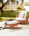 Gartensessel mit Ottomane ARCILLE II Polyrattan Pfirsichrosa