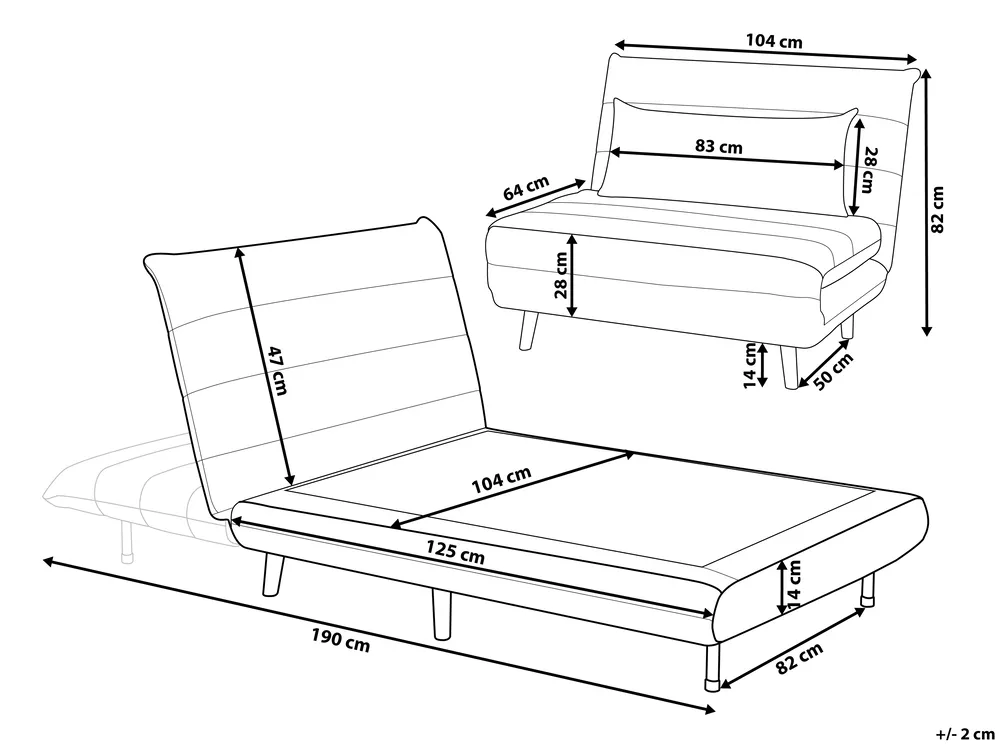 1-Sitzer Schlafsofa SETTEN Samtstoff Beige_874987
