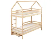 Hochbett mit Schubladen GIRGOLS Kiefernholz Hellbraun 90 x 200 cm mit Stauraum_967907