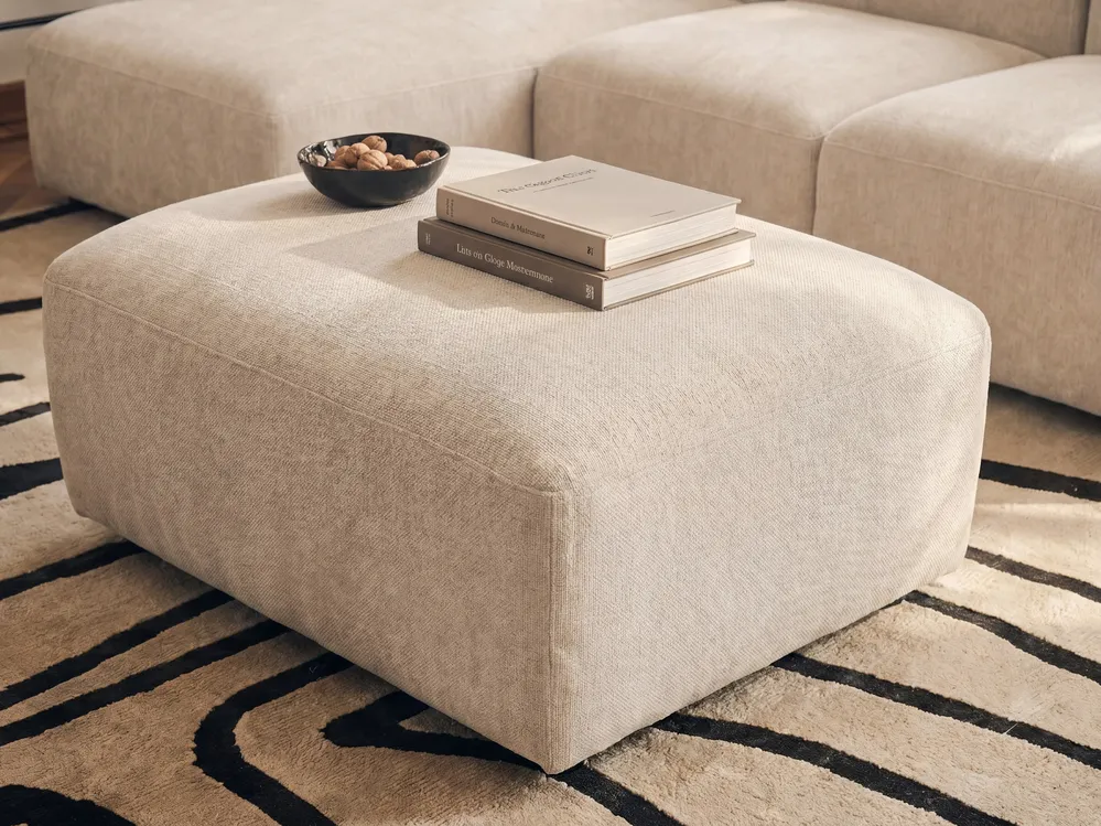 Ottomane HEDE Stoff Hellbeige