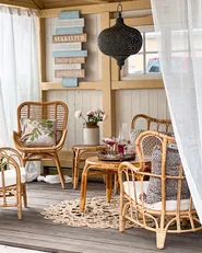 Lounge Set mit Tisch 4-Sitzer BRINDISI Rattan Naturfarben_868088