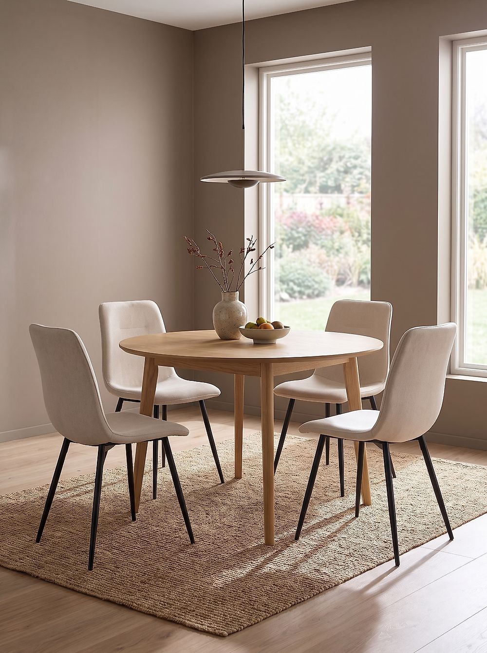 Set of 4 Dining Chairs TUSCOLA Fabric Light Beige