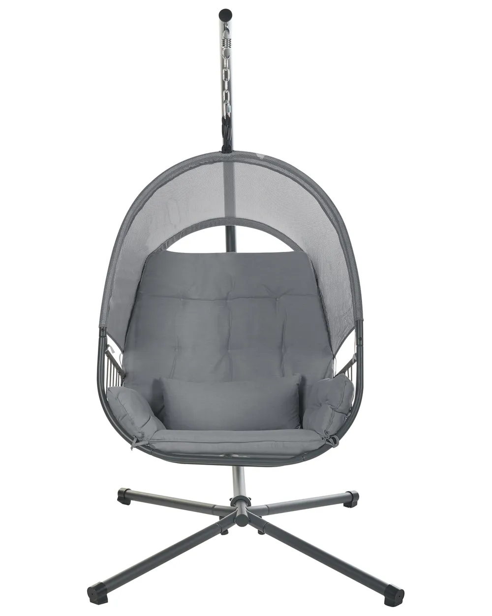 Hanging Chair with Stand ALVIANO Fabric Dark Grey_960439