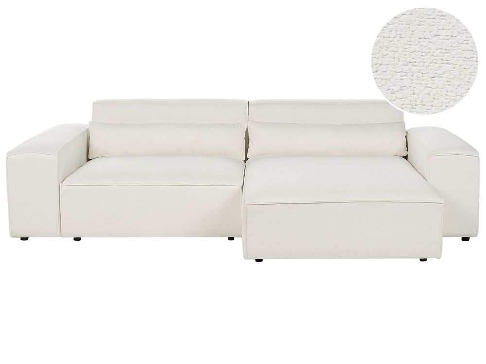 Modul Ecksofa 3-Sitzer HELLNAR Bouclé Cremeweiß linksseitig